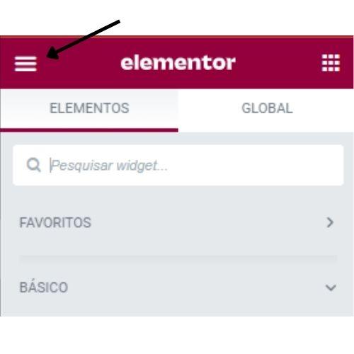 Botão menu no Elementor Pro